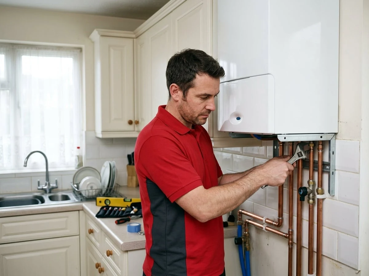 Richmond Plumbers 247 engineer installing a new combi boiler in Richmond